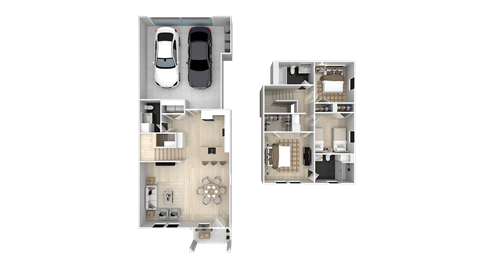 Floor plan for 3 beds, 2.5 baths, 1382 sqft
